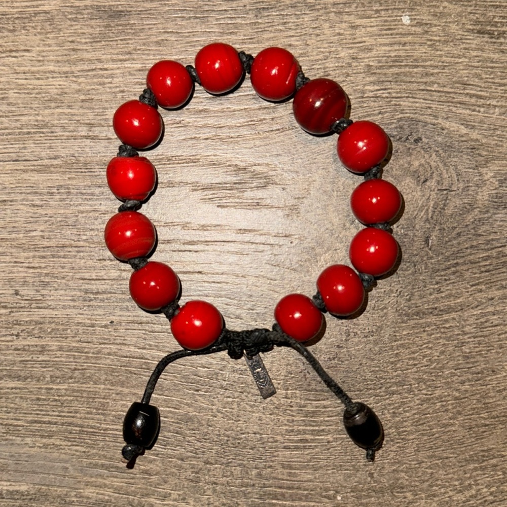 Lazaro Soho Red Carnelian Black Bead String Bracelet